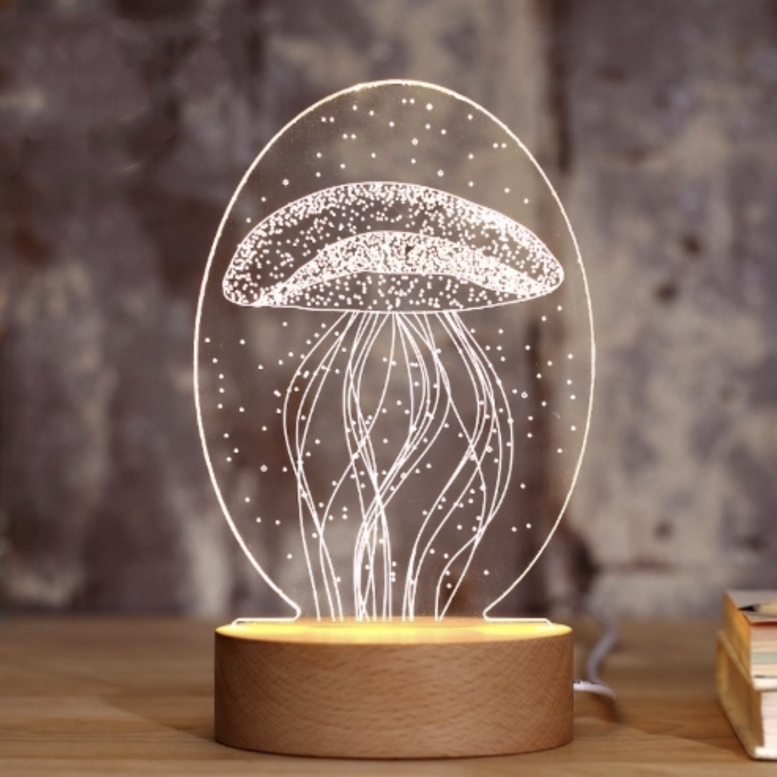 LED 3D Lamp / USB Wood Base Bedroom Night light / Creative Gifts